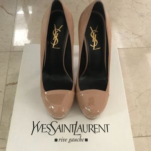 Yves Saint Laurent YSL tribute two tan pumps NIB